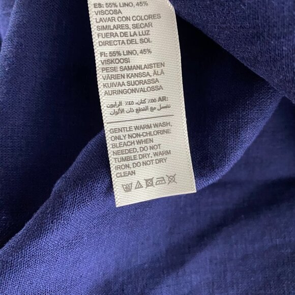 Fat Face Sadie Linen Blend Popover Top Women's Size 14 Navy Blue NWT‎ TP-2207 - Picture 13 of 13